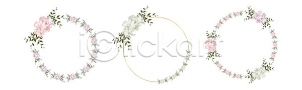 사람없음 EPS 일러스트 해외이미지 꽃 디자인 세트 원형 잎 프레임