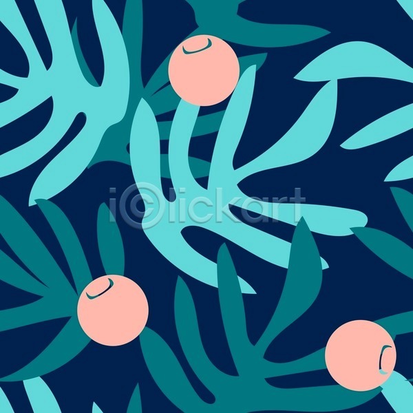 시원함 사람없음 EPS 일러스트 해외이미지 백그라운드 보테니컬아트 여름(계절) 열대잎 열매 초록색 패턴 패턴백그라운드