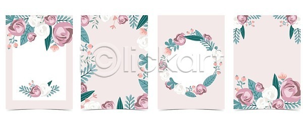 축하 사람없음 EPS 일러스트 해외이미지 꽃 디자인 배너 백그라운드 분홍색 잎 장미 초록색 포스터 프레임