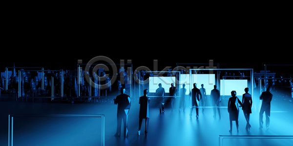 군중 사람모양 사람없음 3D JPG 해외이미지 빛 스크린 파란색