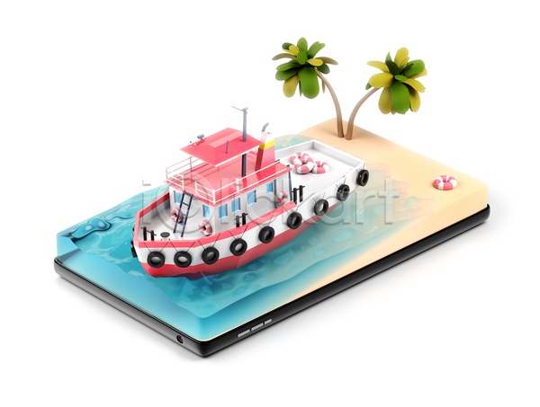 사람없음 3D JPG 해외이미지 모바일 무역 물 바다 보트 산업 상품 서비스 스마트폰 온라인 크루즈 항해 해변 핸드폰 화물