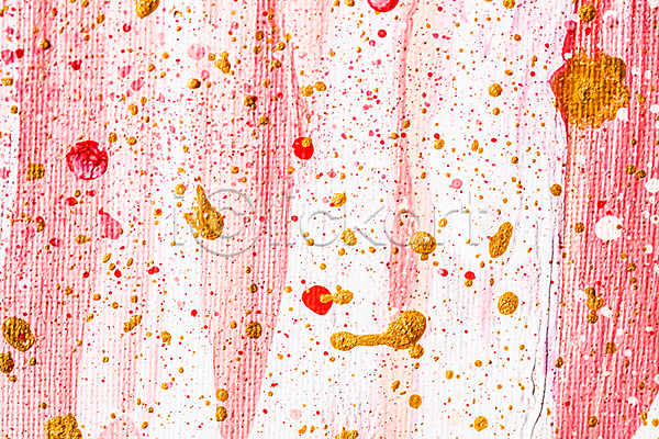 사람없음 JPG 포토 해외이미지 금색 백그라운드 분홍색 빨간색 뿌리기 아크릴물감 질감 캔버스 혼합