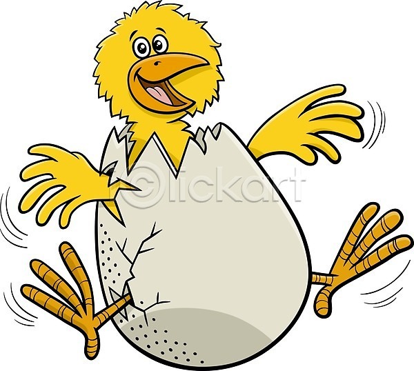 사람없음 EPS 일러스트 해외이미지 계란 균열 껍질 노란색 병아리