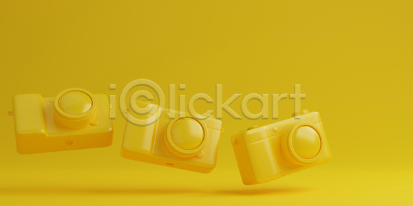 사람없음 3D JPG 디지털합성 포토 해외이미지 노란색 세개 여행 카메라