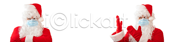 분노 새로움 축하 남자 백인 사람 한명 JPG 포토 해외이미지 12월 가리킴 가면 건강 겨울 계절 고립 기회 면역력 백그라운드 빨간색 산타클로스 선물 소셜 수염 시간 아빠 안경 예방 잡기 전통 카피스페이스 컨셉 크리스마스 해외포토 휴가 흰색