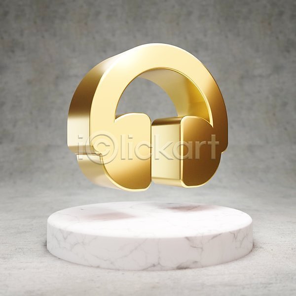 사람없음 3D JPG 포토 해외이미지 광택 금색 디지털 심볼 헤드폰 황금