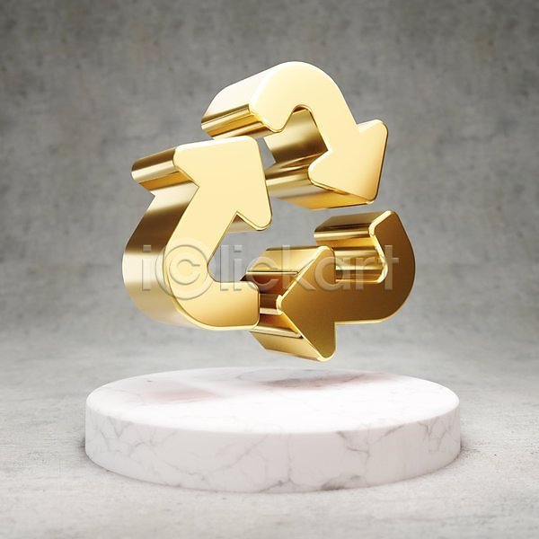 사람없음 3D JPG 포토 해외이미지 광택 금색 디지털 심볼 재활용 재활용표시 황금