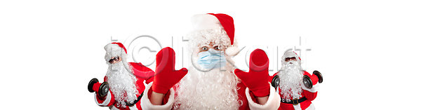 새로움 축하 남자 백인 사람 한명 JPG 포토 해외이미지 12월 가면 건강 겨울 계절 고립 기회 면역력 무거움 백그라운드 보디빌딩 빨간색 산타클로스 선물 수염 스포츠 아령 아빠 안경 예방 운동 잡기 전통 체육관 카피스페이스 크리스마스 해외포토 휴가 흰색