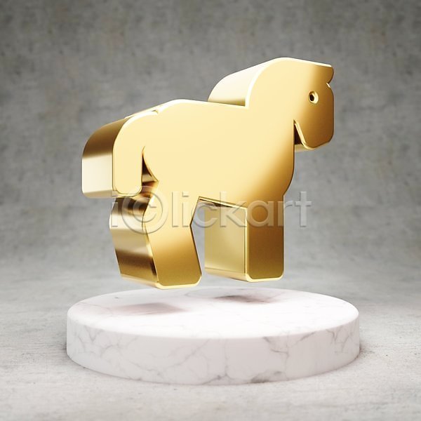 사람없음 3D JPG 포토 해외이미지 광택 금색 디지털 말(동물) 심볼 황금