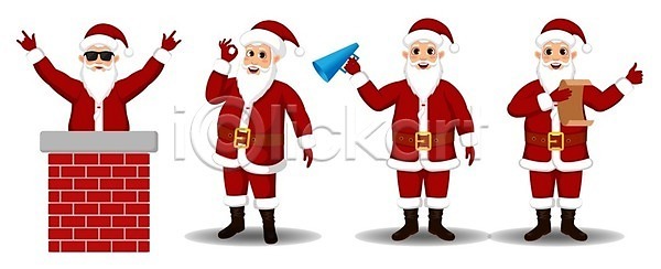 기쁨 새로움 축하 행복 EPS 일러스트 해외이미지 겨울 계절 디자인 만화 복고 빨간색 산타클로스 선물 세트 수집 심볼 엘리먼트 연도 인사 일러캐릭터 장식 종 캐릭터 크리스마스 클라우스 해외일러스트 휴가