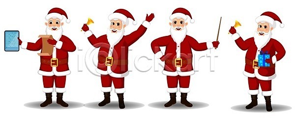 기쁨 새로움 축하 행복 EPS 일러스트 해외이미지 겨울 계절 디자인 만화 복고 빨간색 산타클로스 선물 세트 수집 심볼 엘리먼트 연도 인사 일러캐릭터 장식 종 캐릭터 크리스마스 클라우스 해외일러스트 휴가