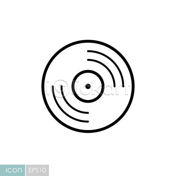 사람없음 EPS 라인아이콘 아이콘 일러스트 해외이미지 레코드판 아날로그 음악