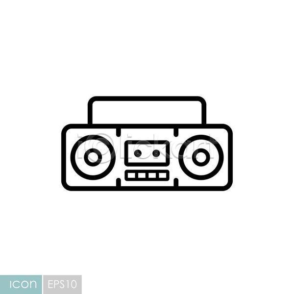 사람없음 EPS 라인아이콘 아이콘 일러스트 해외이미지 붐박스 아날로그 음악 카세트라디오 카세트테이프 카세트테잎(녹음)