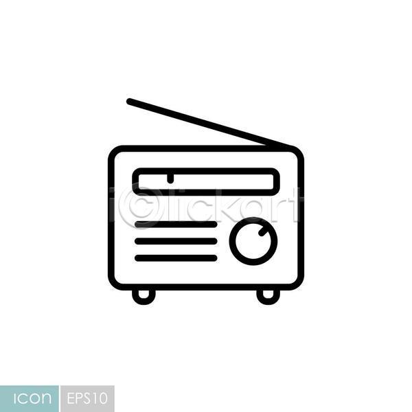사람없음 EPS 라인아이콘 아이콘 일러스트 해외이미지 라디오 아날로그 안테나 음악
