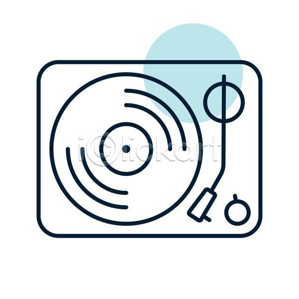 사람없음 EPS 라인아이콘 아이콘 일러스트 해외이미지 레코드판 레코드플레이어 아날로그 음악 장비