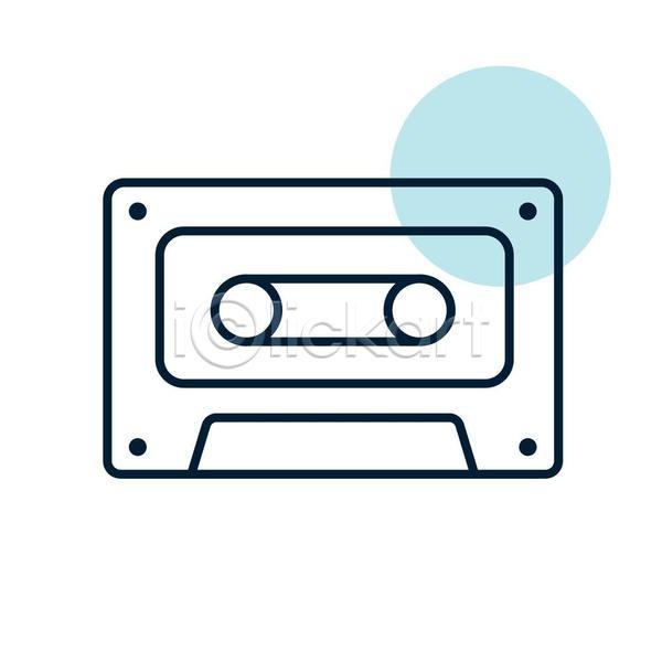 사람없음 EPS 라인아이콘 아이콘 일러스트 해외이미지 아날로그 음악 카세트테이프 카세트테잎(녹음)