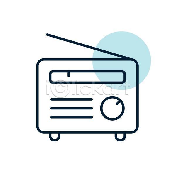사람없음 EPS 라인아이콘 아이콘 일러스트 해외이미지 라디오 아날로그 안테나 음악