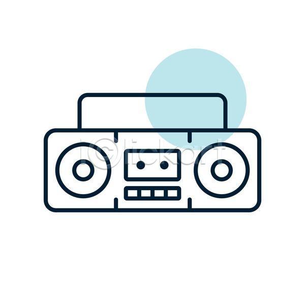 사람없음 EPS 라인아이콘 아이콘 일러스트 해외이미지 녹음(기록) 아날로그 음악 카세트라디오 카세트테이프 카세트플레이어