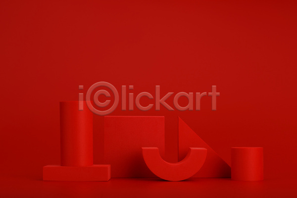 사람없음 3D JPG 포토 해외이미지 목업 빨간배경 빨간색 사각형 삼각형 스튜디오촬영 실내 오브젝트 원기둥 입체도형