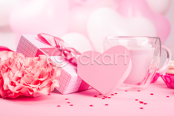 사람없음 JPG 포토 해외이미지 꽃 분홍색 선물상자 컵케이크