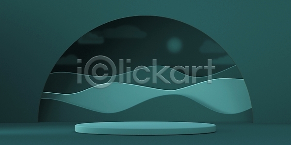 사람없음 3D JPG 포토 해외이미지 공간 단상 물결무늬 미니멀 심플 웨이브 청록색 추상