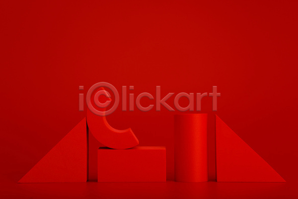 사람없음 3D JPG 포토 해외이미지 목업 빨간배경 빨간색 삼각형 스튜디오촬영 실내 오브젝트 원기둥 입체도형 직사각형