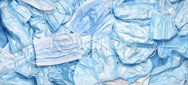 낭비 사람없음 JPG 포토 해외이미지 가면 닫기 마스크 많음 바이러스 백그라운드 병원 쓰레기 쓰레기통 컨셉 파란색 폐기물