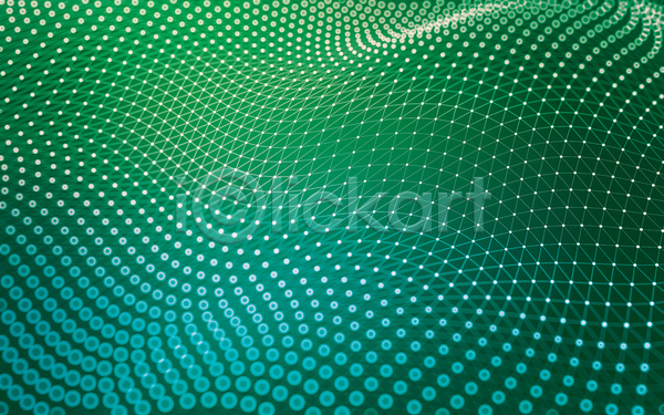 사람없음 3D JPG 해외이미지 물방울무늬 백그라운드 빛 웨이브 초록색 폴리곤