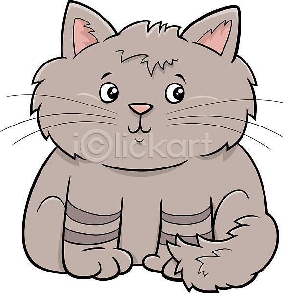 귀여움 사람없음 EPS 일러스트 해외이미지 고양이 만화 앉기 회색