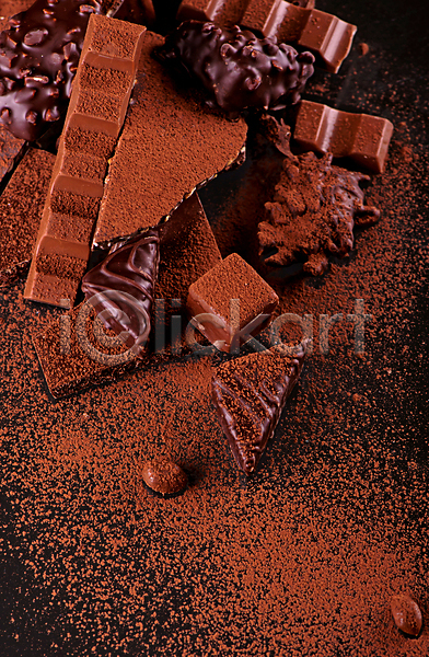 달콤 사람없음 JPG 포토 해외이미지 갈색 디저트 백그라운드 슬라이스 초콜릿 코코아가루
