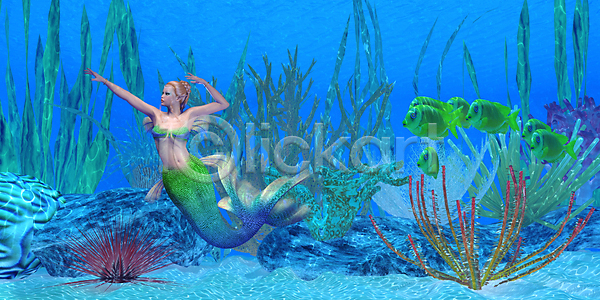 우아함 사람없음 여자 3D JPG 포토 해외이미지 공상 그림 꼬리 동물 마법 바다 뷰티 사이렌 생물 소금물 수영 수중 신화 암초 야생동물 어류 우화 이야기 인어 자연 종류 해외포토