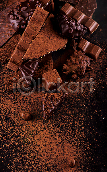 달콤 사람없음 JPG 포토 해외이미지 갈색 디저트 백그라운드 슬라이스 초콜릿 코코아가루