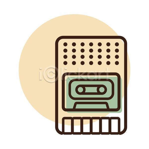 사람없음 EPS 라인아이콘 아이콘 일러스트 해외이미지 아날로그 음악 카세트라디오 카세트테이프 카세트플레이어 휴대용