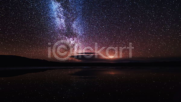 감성 분위기 사람없음 JPG 포토 해외이미지 몽환 반사 밤하늘 별 야간 야외 은하수(은하) 호수