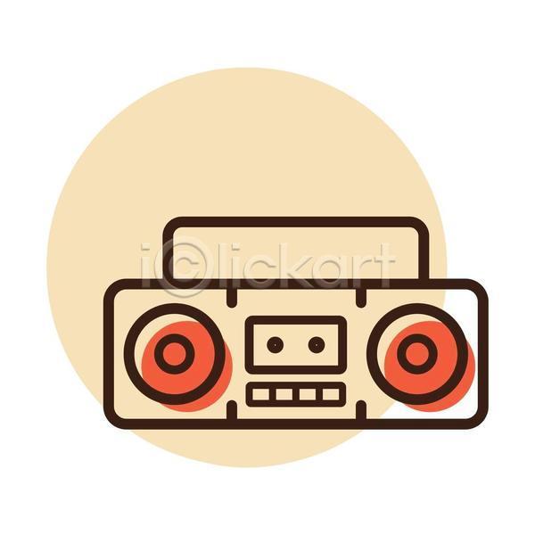 사람없음 EPS 라인아이콘 아이콘 일러스트 해외이미지 아날로그 음악 카세트라디오 카세트테이프 카세트테잎(녹음) 카세트플레이어