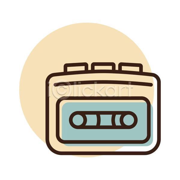 사람없음 EPS 라인아이콘 아이콘 일러스트 해외이미지 아날로그 음악 카세트플레이어 휴대용