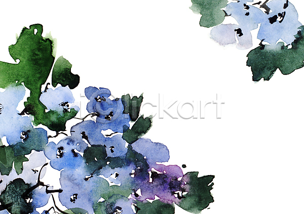사람없음 JPG 일러스트 포토 해외이미지 꽃 꽃잎 동양화 미술 번짐 붓터치 수묵화 수채화(물감) 캘리그라피 파란색