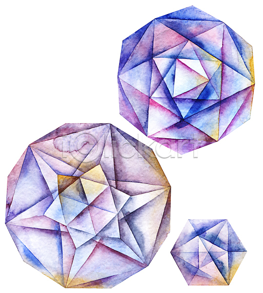 사람없음 JPG 포토 해외이미지 가장자리 그림 다이아몬드 모양 바위 반사 보석 손그림 수채화(물감) 유리 크리스탈 페인트