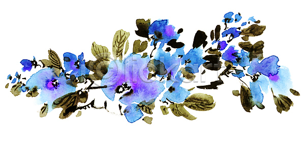 사람없음 JPG 일러스트 포토 해외이미지 꽃 꽃잎 동양화 미술 번짐 붓터치 수묵화 잎 캘리그라피 파란색 해외일러스트
