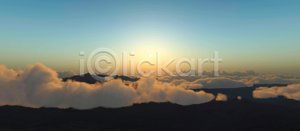 사람없음 3D JPG 디지털합성 일러스트 해외이미지 구름 빛 야외 주간 태양 풍경 하늘 해외포토 황혼