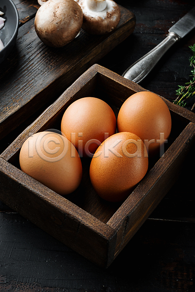 사람없음 JPG 포토 해외이미지 계란 버섯 상자 식재료 양송이 음식