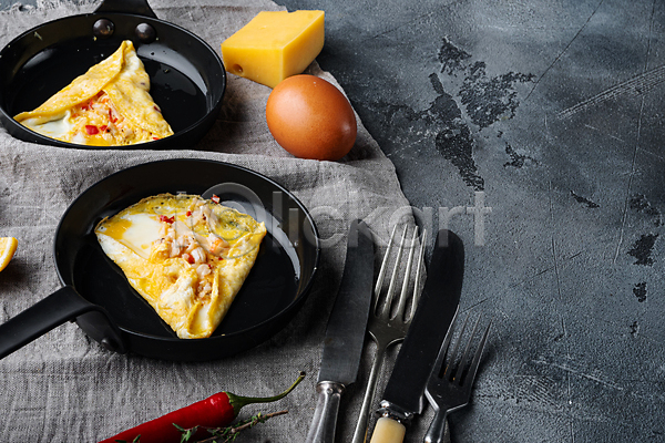 사람없음 JPG 포토 해외이미지 계란 계란요리 고추 나이프 오믈렛 음식 치즈 카피스페이스 포크