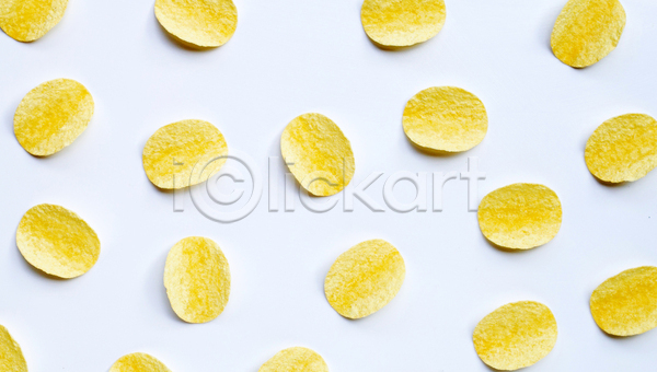 사람없음 JPG 포토 하이앵글 해외이미지 감자칩 실내 패턴 패턴백그라운드 흰배경