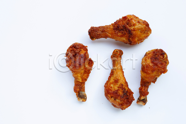 사람없음 JPG 포토 해외이미지 닭다리 닭다리튀김 실내 여러개 치킨 흰배경