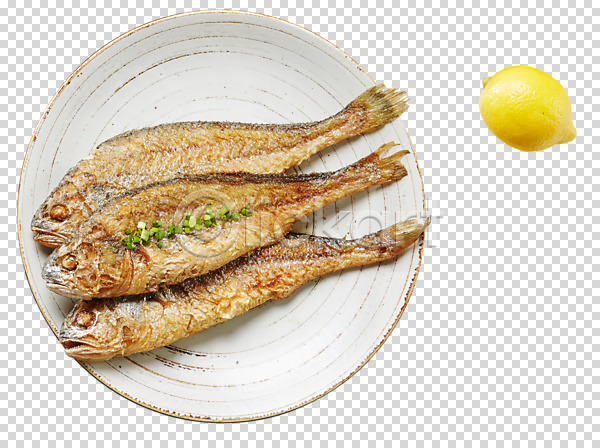 사람없음 PNG 편집이미지 레몬 생선구이 어패류 음식 접시 조기(생선) 조기구이 편집소스 해산물