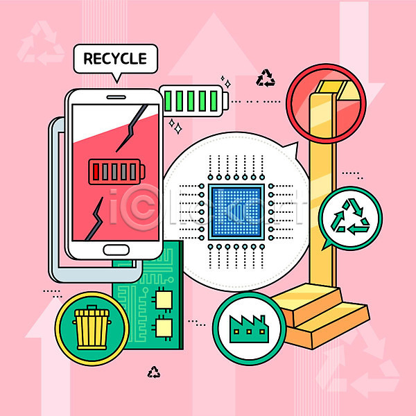 절약 사람없음 AI(파일형식) 일러스트 건전지 공장 그린캠페인 금괴 반도체 분홍색 스마트폰 쓰레기통 아나바다 자연보호 재활용