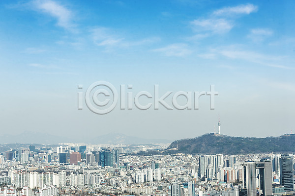 사람없음 JPG 포토 하이앵글 구름(자연) 남산타워 도시풍경 맑음 봄 빌딩 서울 야외 여의도 전경 주간 파란색 풍경(경치) 하늘 한강 한국