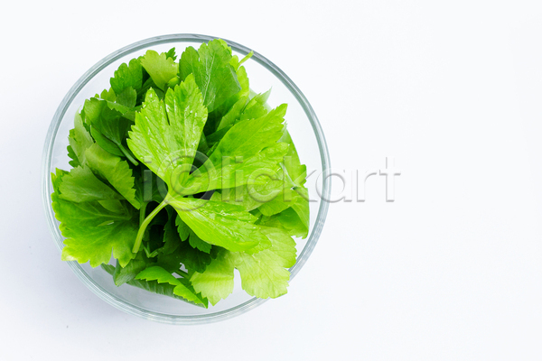 신선 사람없음 JPG 포토 해외이미지 그릇 담기 백그라운드 샐러리 유기농 잎 흰배경