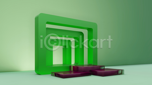사람없음 3D JPG 디지털합성 포토 해외이미지 공간 단상 미니멀 백그라운드 사각형 입체도형 초록색 포디움