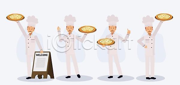 행복 남자 EPS 일러스트 해외이미지 OK 만화 맛 메뉴 모짜렐라치즈 미소(표정) 서빙 식당 식사 요리 요리사 유니폼 음식 이탈리아 일러캐릭터 잡기 쟁반 접시 주방 치즈 캐릭터 콧수염 클립아트 플랫 피자 피자집 해외일러스트